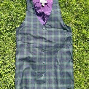 Vintage Plaid Mini Dress - Green and Purple